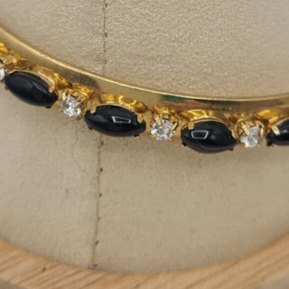 J Crew Black Resin and Clear Crystal Gold Tone Bangle NWOT! - Picture 6 of 12